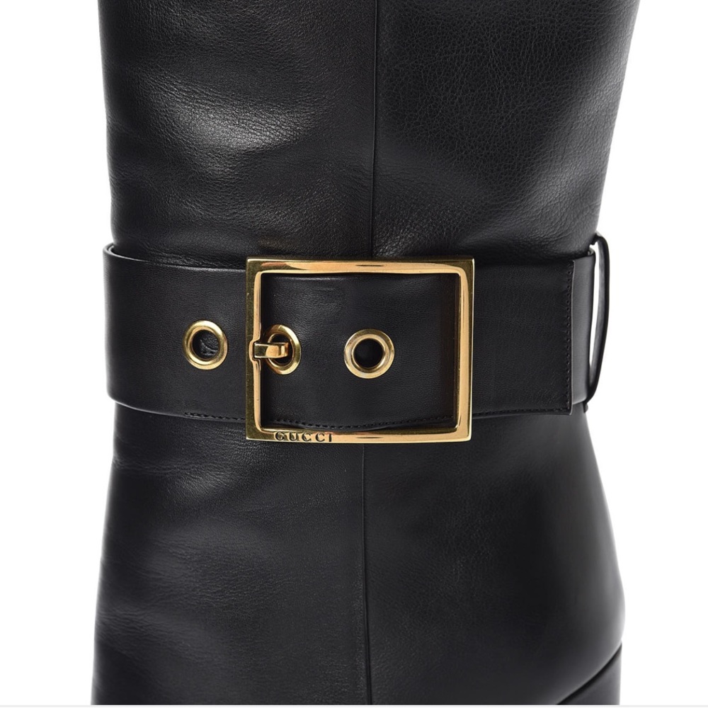 Gucci Calf Skin Gold Buckle Knee High Boots in Box - Picture 3 of 14